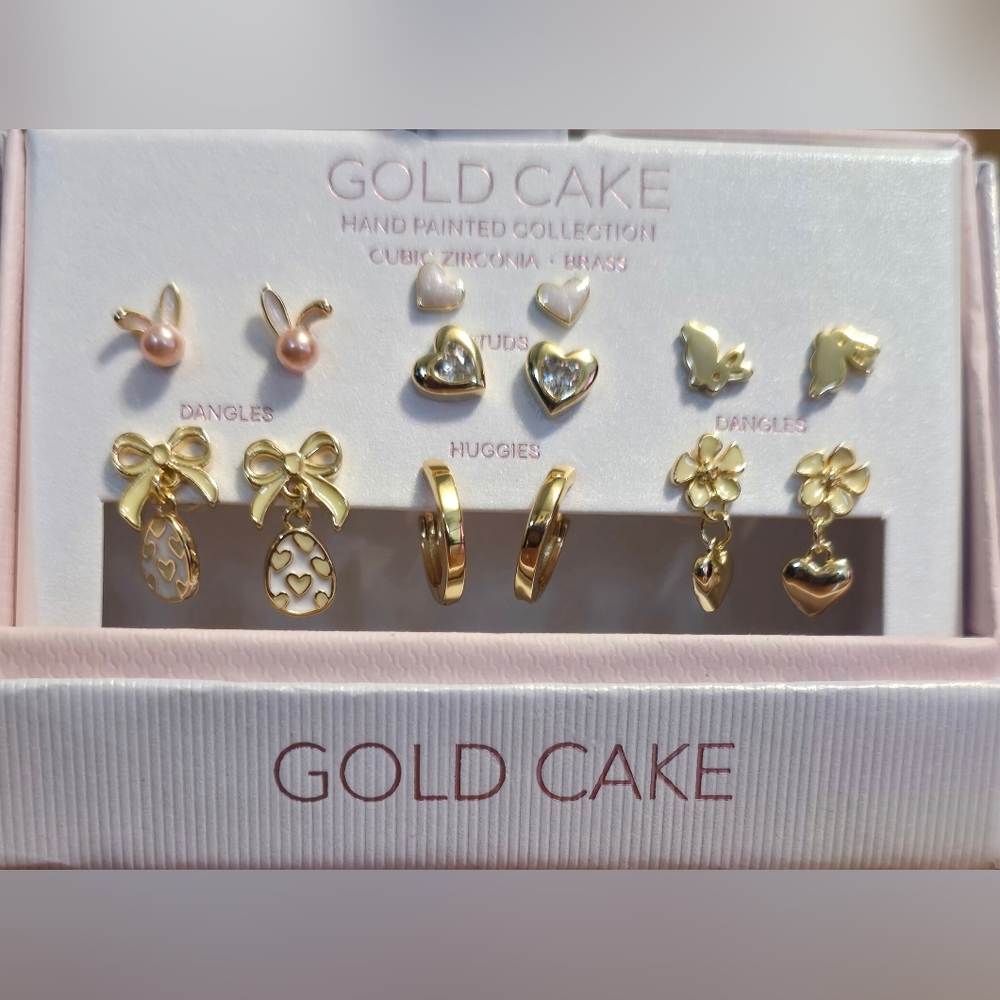 Gold Cake - Easter Gold and Pink Earring Set - Picture 2 of 4